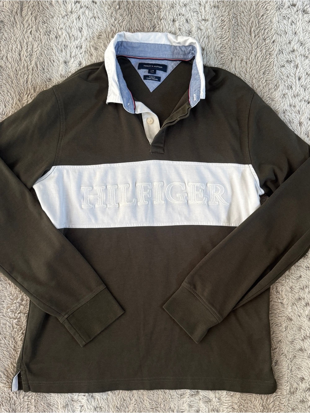 Tommy Hilfiger slim fit Olive Green Rugby Polo
